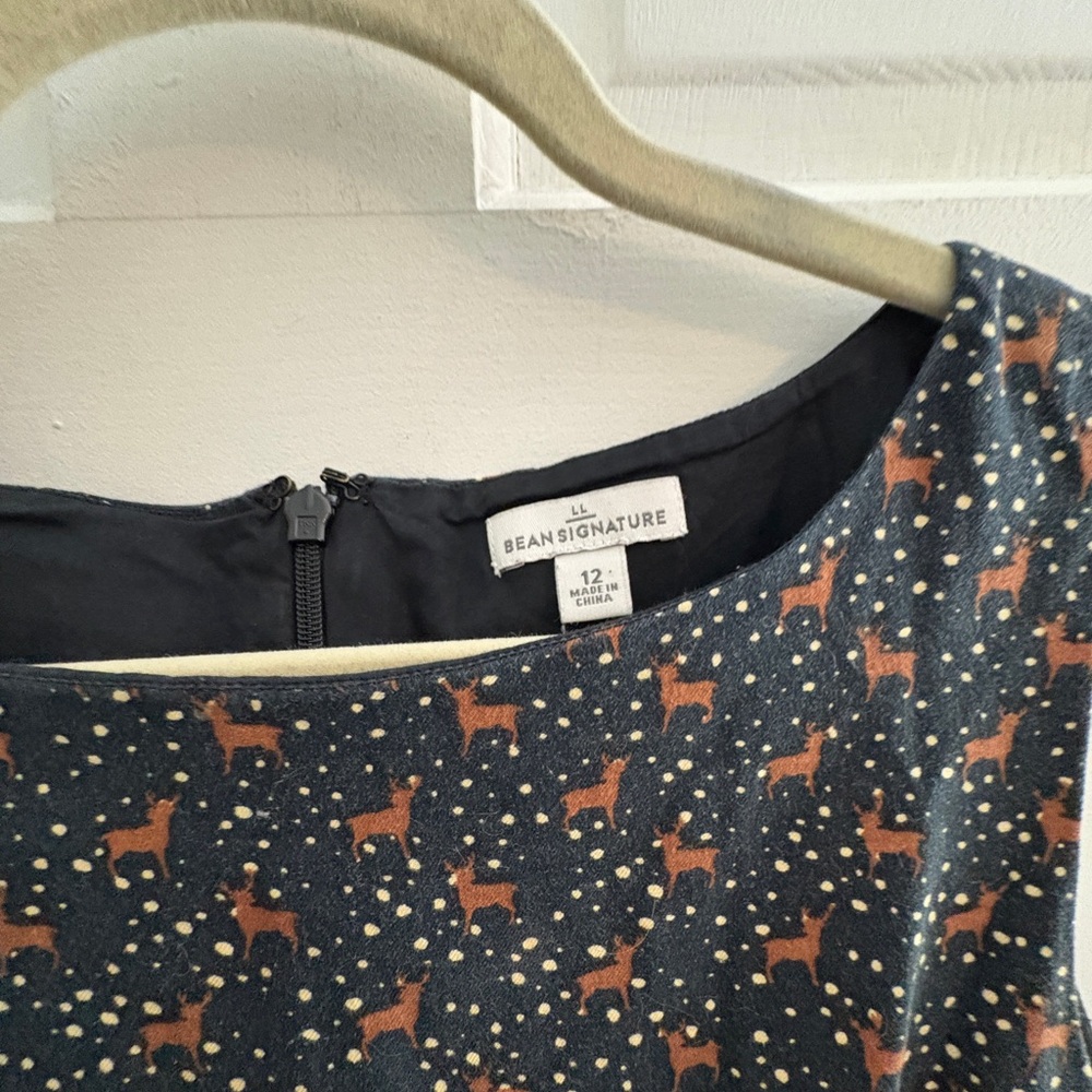 L.L. Bean Navy Midi Dress with Deer Pattern - Picture 9 of 9